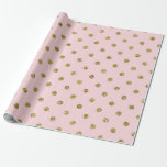 Papel De Presente Rosa & partido Dourado do chique das bolinhas da<br><div class="desc">papel de envolvimento feito sob encomenda</div>