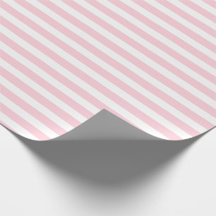 Papel De Presente Rosa Pastel e Listras Horizontais Simples Brancas