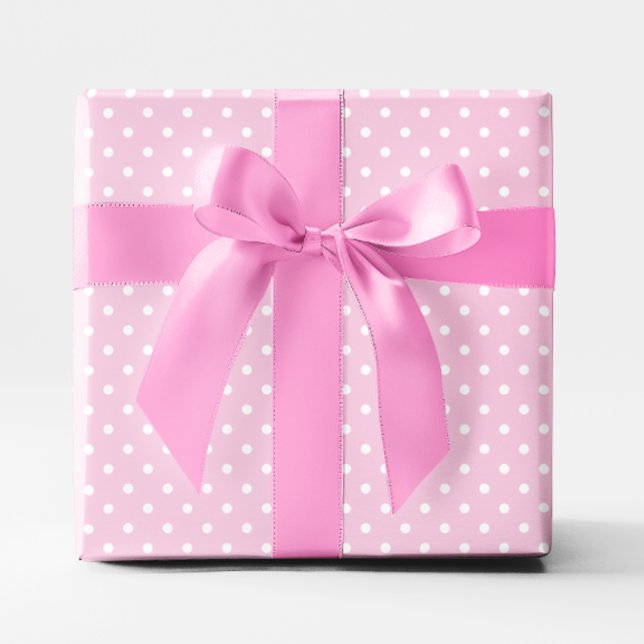 Papel De Presente Rosa Pastel e Pequeno Ponto Branca (Pastel Pink and White Small Polka Dot Wrapping Paper)