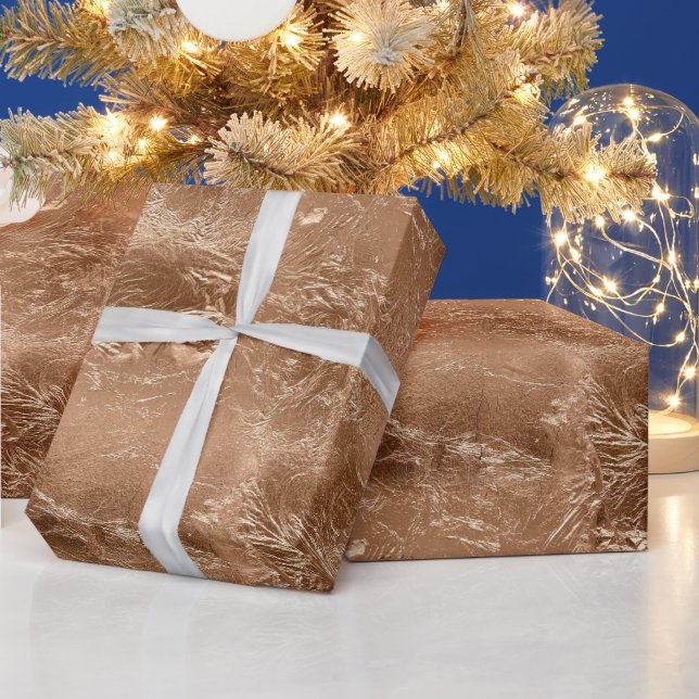 Papel De Presente Rosa Peach Dourado Glam (Feriados)