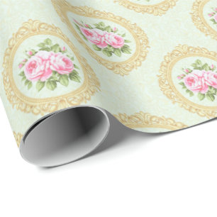 Papel De Presente Rosa Pink Elegante e Moldura Dourada