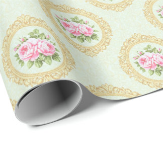 Papel De Presente Rosa Pink Elegante e Moldura Dourada