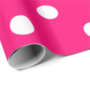 Papel De Presente Rosa quente fúcsia dos pontos brancos pequenos da