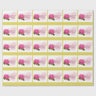 Papel De Presente Rosa rosa com texto