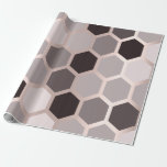 Papel De Presente Rosa Rosa, Dourada Geometria Honeycomb Hexágono<br><div class="desc">elegância do design florenceK em formas geométricas</div>