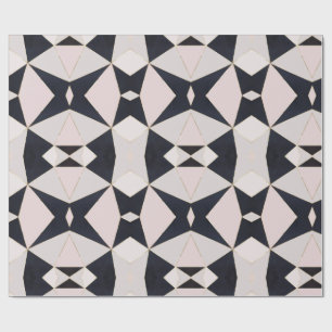 Papel De Presente Rosa Rosa Preta Rosa Dourada Caleidoscópio Geométr