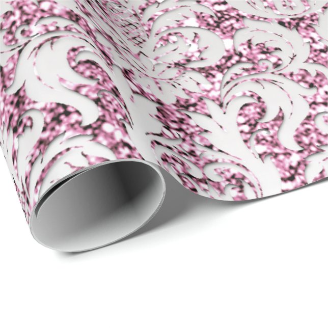 Papel De Presente Rosa Rosa Rosa Cor-de-Leitura Cristal Lux Roxo (Ponta do rolo)