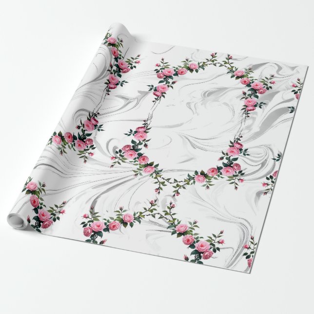 Papel De Presente Rosa Rosa Rosa Elegante (Desenrolado)