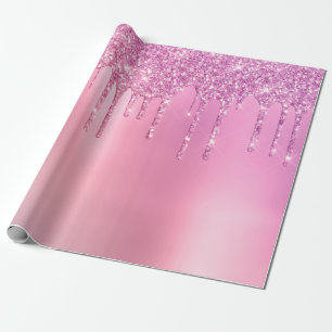 Papel De Presente Rosa rosa-rosa esplêndido dourado e púrpura gota