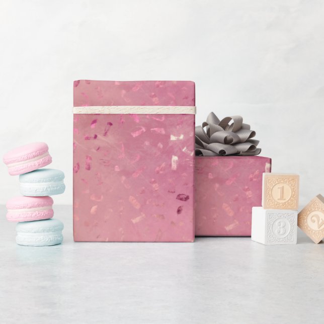 Papel De Presente Rosa Rosa Rosa Rosa Dourada Brilhante (Chá de bebê)