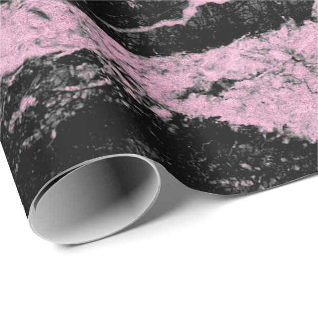 Papel De Presente Rosa Rosa Rosa Rosa Negra Abstrato Marble - Glama (Ponta do rolo)