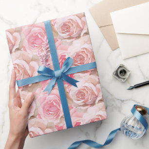 Papel De Presente Rosa Rosa Rosa Rosa Romântica Floral