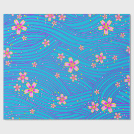 Papel De Presente rosa roxo e azul