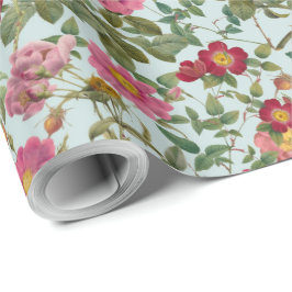 Papel de Presente Rosa Selvagem Vintage em Vidro d