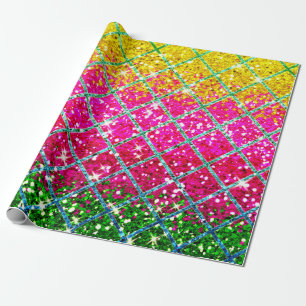 Papel De Presente Rosa Snakeskin do brilho do falso