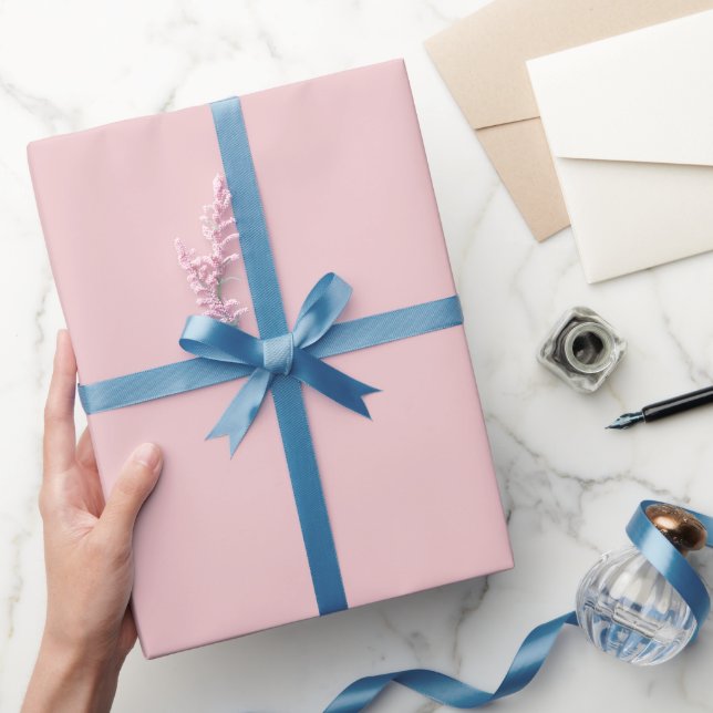 Papel De Presente Rosa Suave Sólido (Presentear)