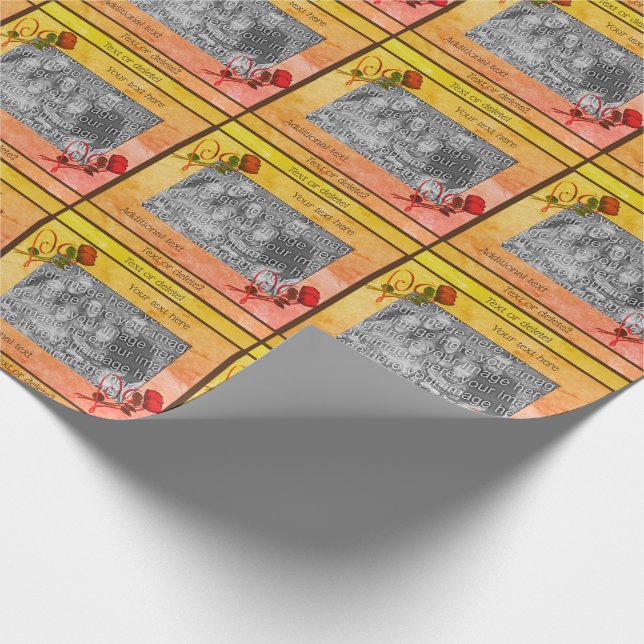 Papel De Presente Rosa vermelha Heart Sua Foto Personalizada (Ponta)