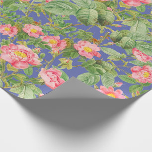 Papel de Presente Rosa Vintage em Azul Periwinkle