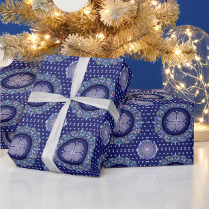 Papel De Presente Rosace Azul