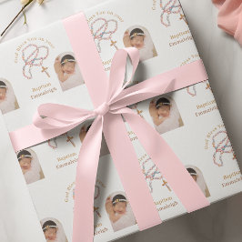 Papel De Presente Rosário Personalizado Batismo Foto Católico