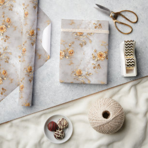 Papel De Presente Rosas Amarelas Românticas