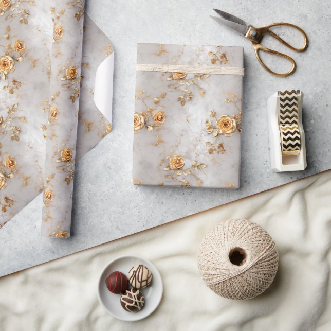 Papel De Presente Rosas Amarelas Românticas (Artesanato)