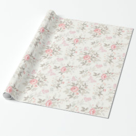 Papel De Presente Rosas Antigas Rosa Desbotadas Bege Marrom Claro