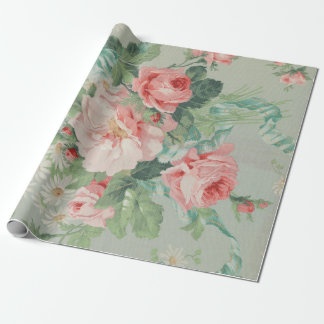 Papel De Presente Rosas Antiquados De Couve De Vintage Francês