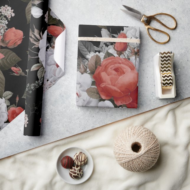 Papel De Presente Rosas Aquareladas 7 (Artesanato)