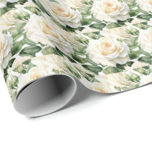 Papel De Presente Rosas brancas