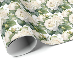 Papel De Presente Rosas Brancas 
