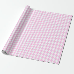 Papel De Presente Rosas claro e faixas brancas de doces