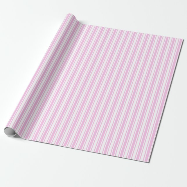 Papel De Presente Rosas claro e faixas brancas de doces (Desenrolado)