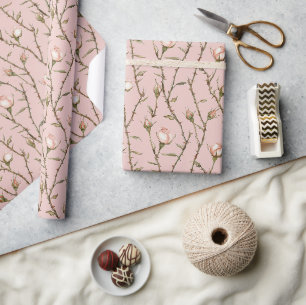 Papel De Presente Rosas Cor-de-rosa Flores de Aniversário