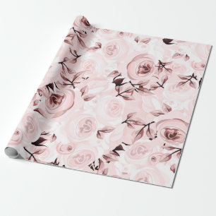 Papel De Presente Rosas Cor-de-Rosa Shabby Chic Glam Floral Elegante