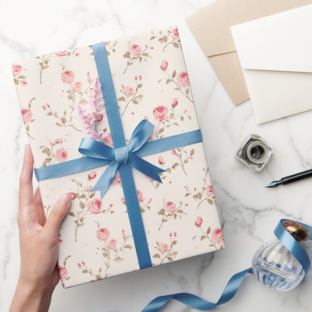 Papel De Presente Rosas Coradas (Presentear)