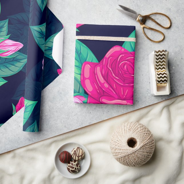 Papel De Presente Rosas de aquarela 13 (Artesanato)