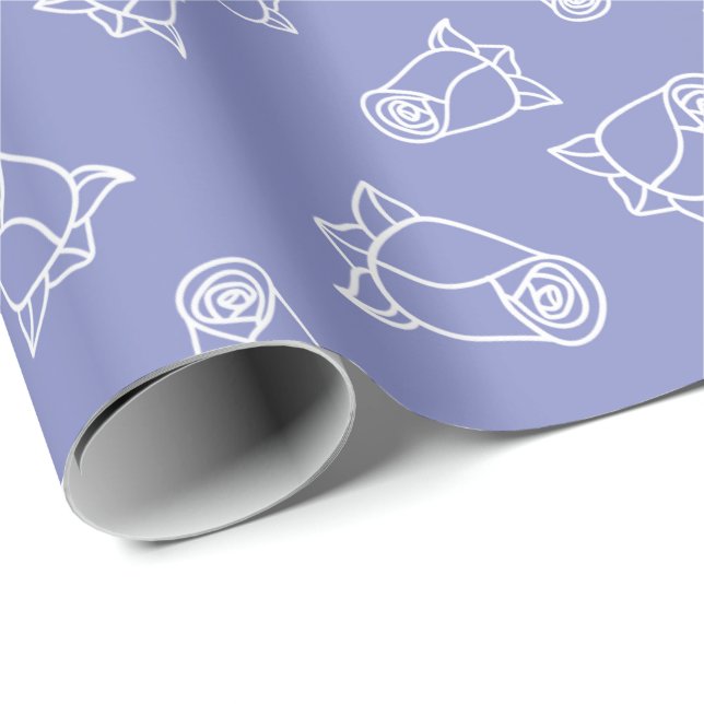 Papel De Presente Rosas de Casamento Elegantes Design Simples Sem Co (Ponta do rolo)