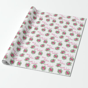 Papel De Presente Rosas De Casamento Rosa Brilhante Moderno