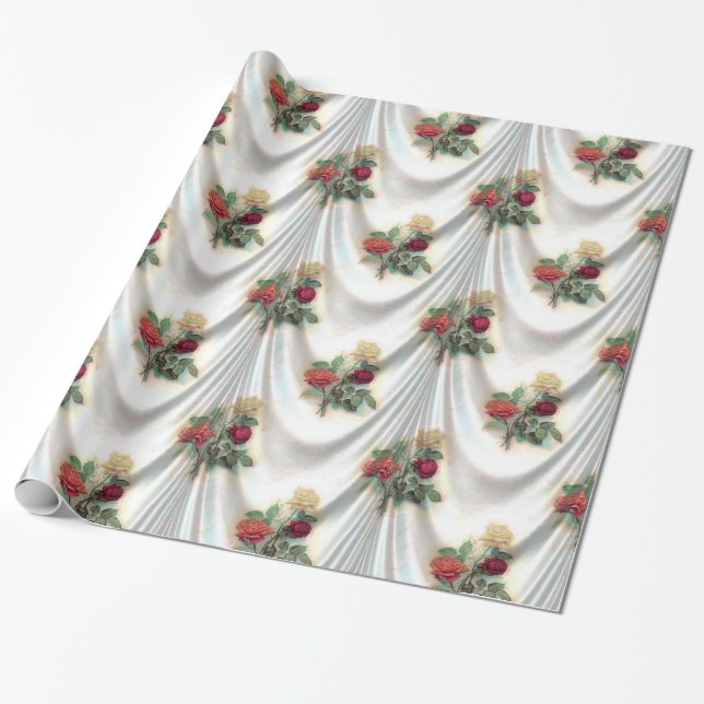 Papel De Presente Rosas de estanho que embrulham papel (Desenrolado)