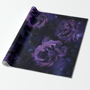 Papel De Presente Rosas de Moody Roxo