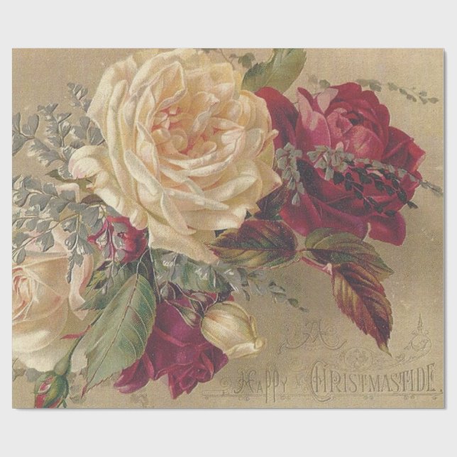 Papel De Presente Rosas de Natal Vitorianas  (Aberto)