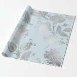 Papel De Presente Rosas de Prata Azul do Pastel Brilhantes<br><div class="desc">Minimalismo e Elegance Glam e Chic Delicate WrapPaper para muitas ocasiões como casamento, aniversário, chá de panela, aniversário, corporação, reunião, novo bebê etc</div>