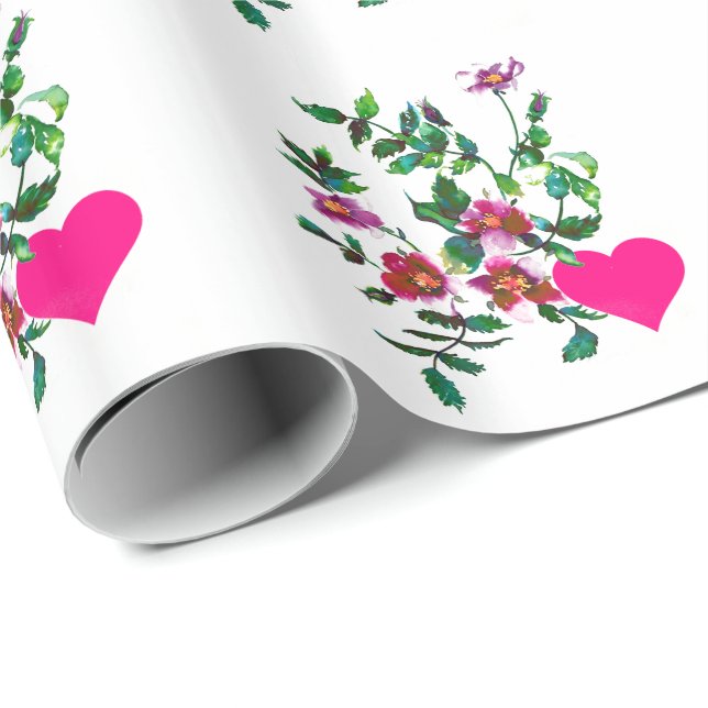 Papel De Presente Rosas e Corações Antigos (Ponta do rolo)