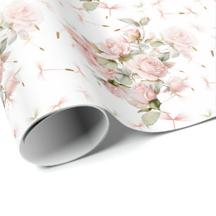 Papel De Presente Rosas e Dandelion Seeds Wraping Paper