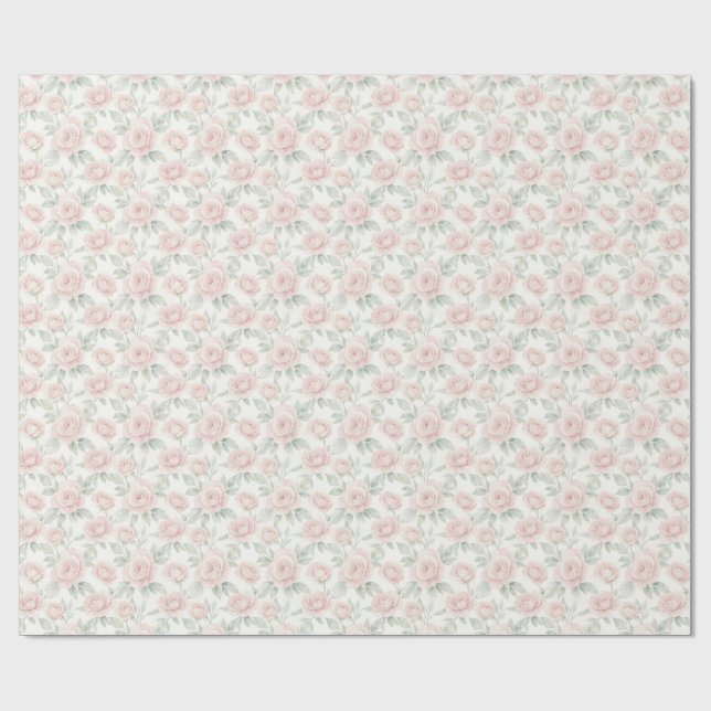 Papel De Presente Rosas em Aquarela Elegantes (Aberto)