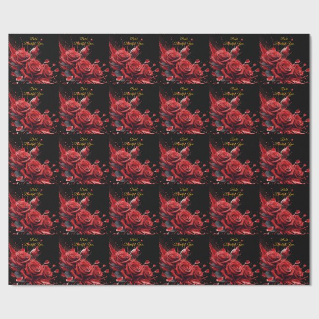 Papel De Presente Rosas em Bloom - Aniversário Elegante (Aberto)
