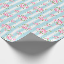 Rosas florais clássicos stripe azul-claro