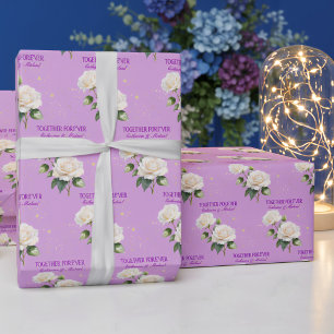 Papel De Presente Rosas Ombre Aguada Azul Roxo Casamento de Primaver
