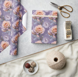 Papel De Presente Rosas Pastel Suave Em Tons De Pêssego E Rosa Pálid